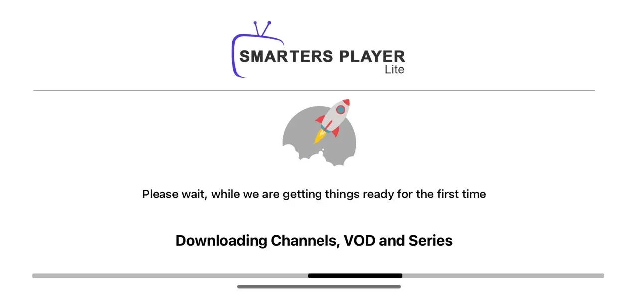 Paso 3: Pantalla de carga de usuario en Smarters Player Lite para iOS