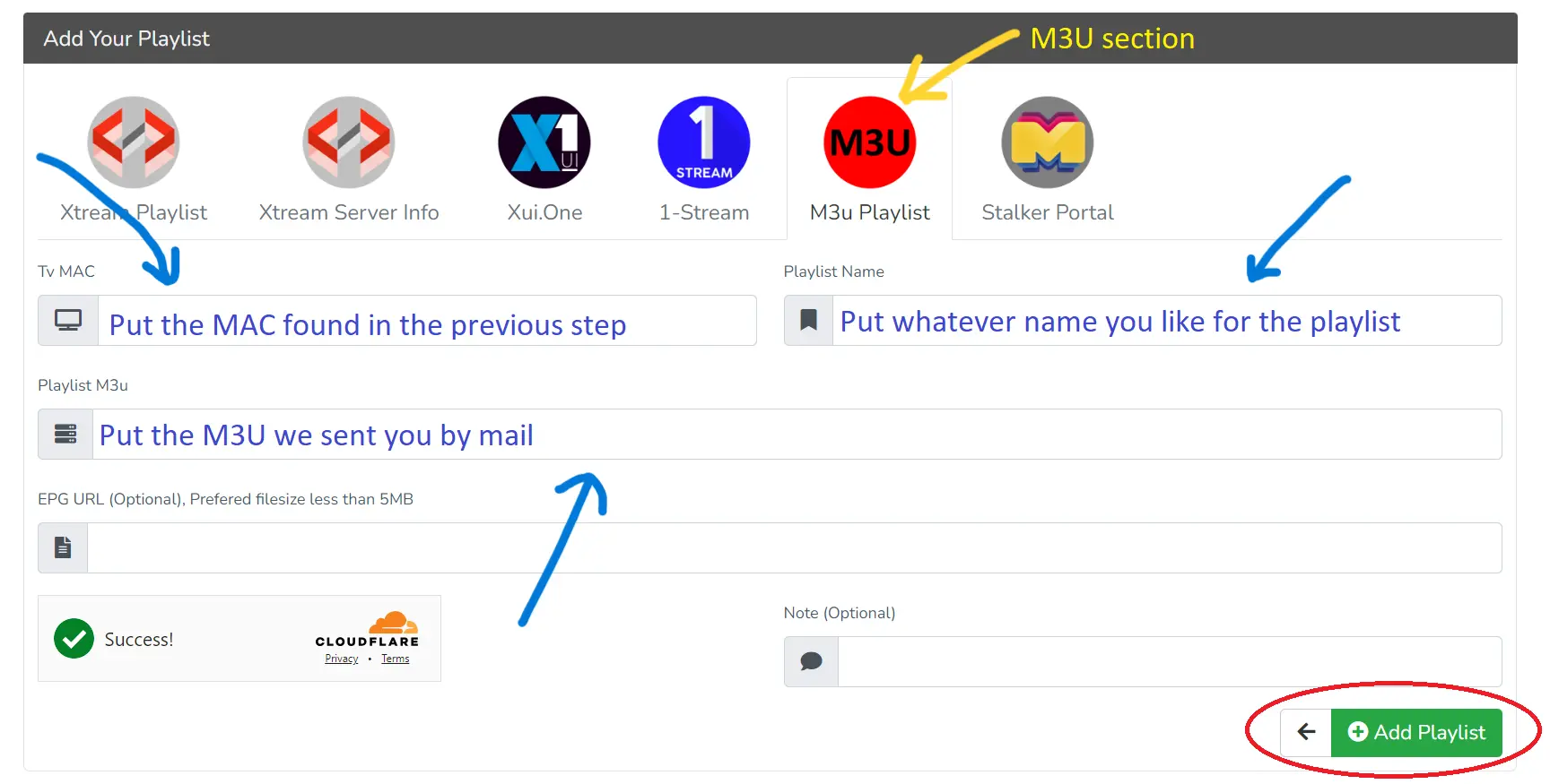 Paso 3: Página web de Smart ONE para ingresar la MAC y los datos de la lista